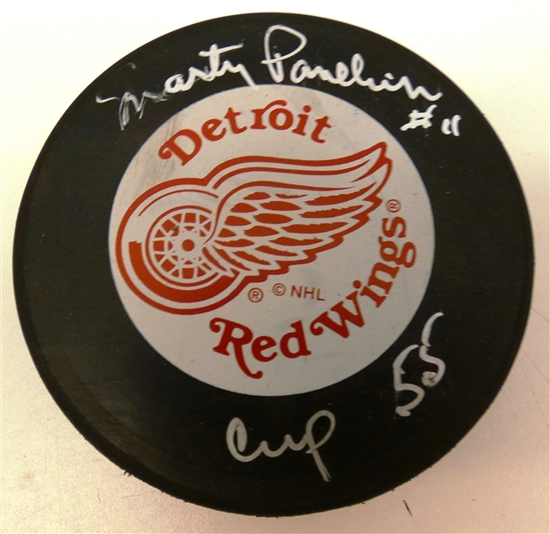 Marty Pavelich Autographed Red Wings Puck