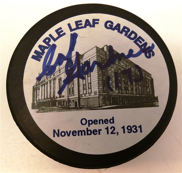 Cal Gardner Autographed Maple Leaf Gardens Puck