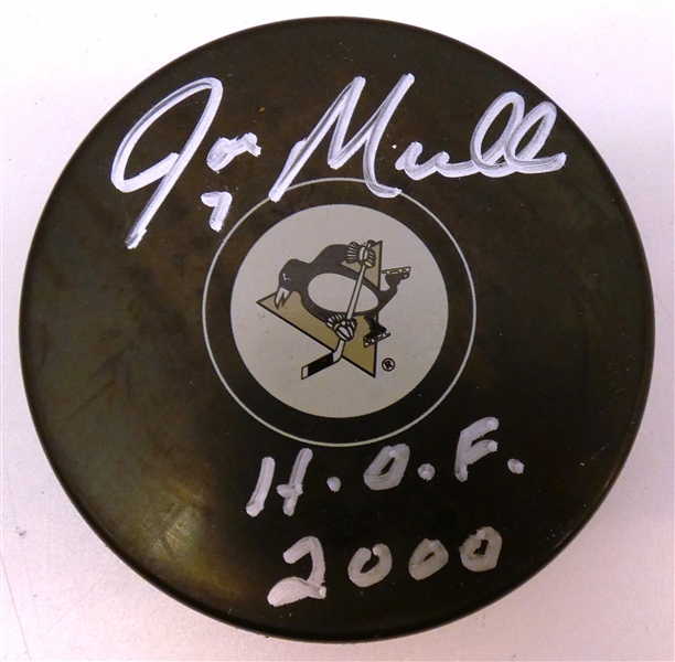 Joe Mullen Autographed Penguins Puck