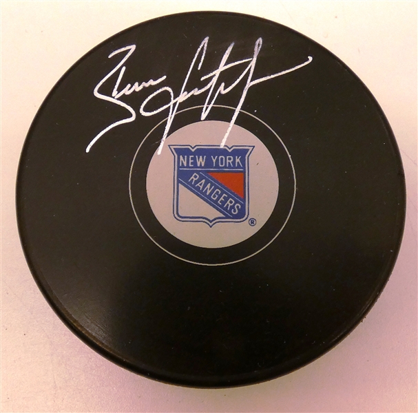 Brian Leetch Autographed Rangers Puck