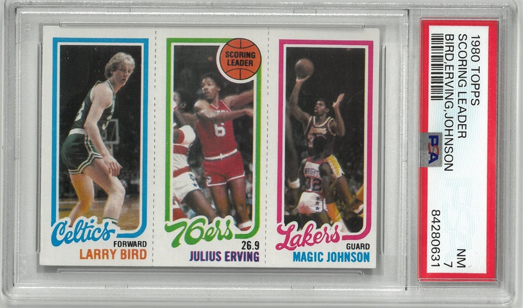 1980 Scoring Leaders PSA 7 - Magic/Bird/Dr. J