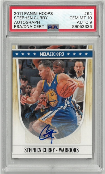 Stephen Curry Autographed PSA 10 2011 Panini Hoops