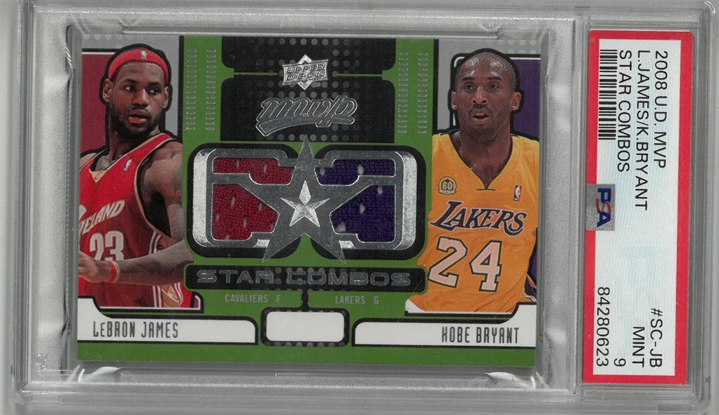 Kobe Bryant & Lebron James PSA 9 2008 U.D. MVP Star Combos