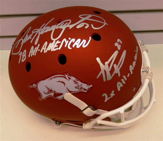 Dan Hampton & Steve Atwater Autographed Arkansas Full Size Replica Helmet