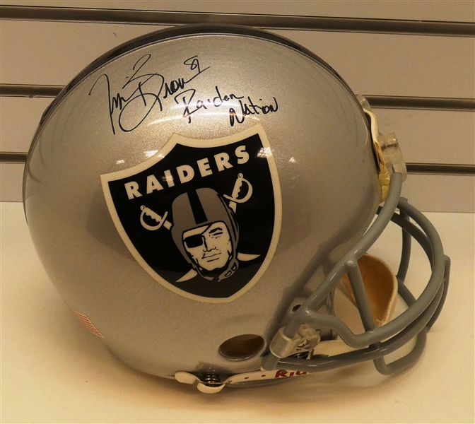 Tim Brown Autographed Raiders Full Size Replica Helmet