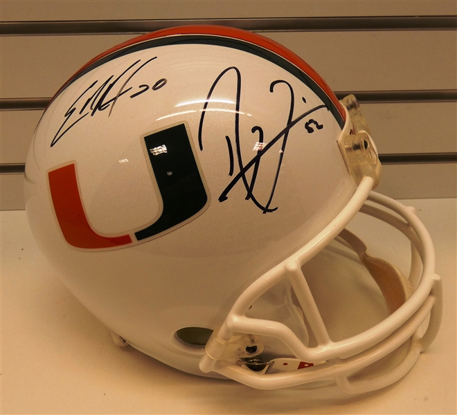 Ray Lewis & Ed Reed Autographed Miami Full Size Replica Helmet