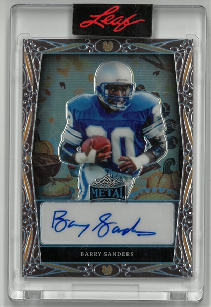 Barry Sanders Autographed #47/68 2023 Leaf Metal