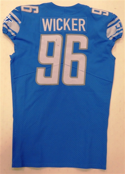 JoJo Wicker Detroit Lions Game Worn Jersey