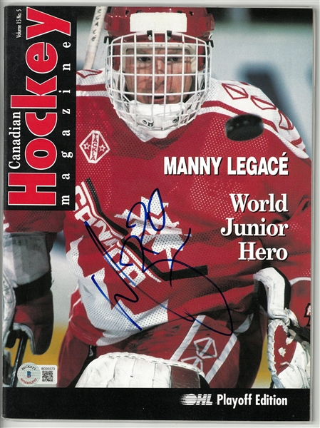Manny Legace Autographed Magazine