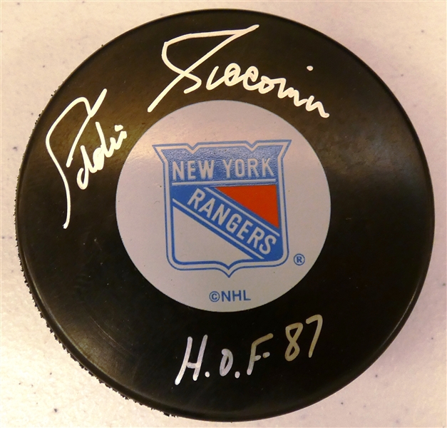 Eddie Giacomin Autographed Rangers Puck