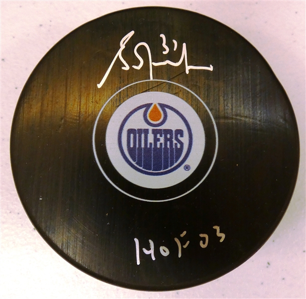Grant Fuhr Autographed Oilers Puck