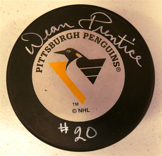 Dean Prentice Autographed Penguins Puck