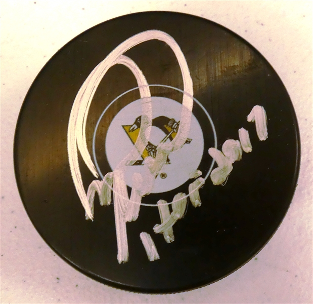 Mark Recchi Autographed Penguins Puck
