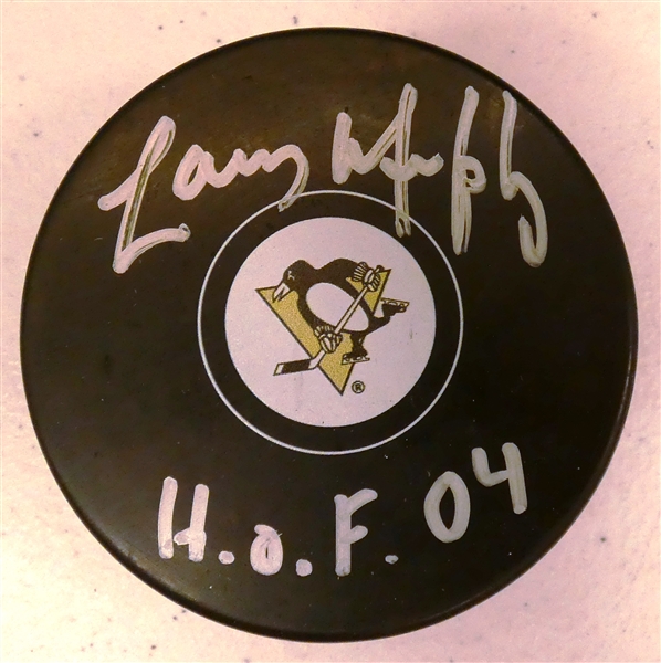 Larry Murphy Autographed Penguins Puck