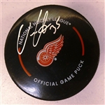 Ville Husso Autographed Red Wings Puck
