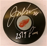 Joe Kocur Autographed Red Wings Puck w Penalty Mins