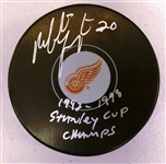 Martin Lapointe Autographed Red Wings Puck