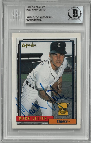 Mark Leiter Autographed 1992 O-Pee-Chee