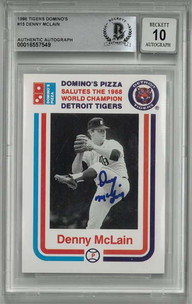 Denny McLain Autographed 1988 Dominos