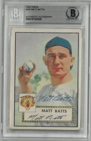 Matt Batts Autographed 1952 Topps