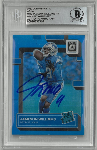 Jameson Williams Autographed 2022 Donruss Optic Aqua