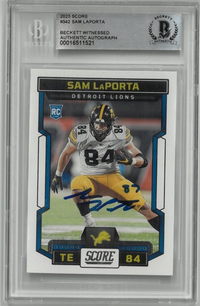 Sam Laporta Autographed 2023 Score Rookie Card