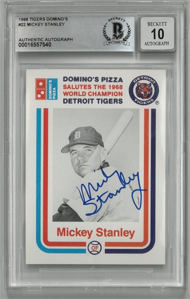 Mickey Stanley Autographed 1988 Dominos