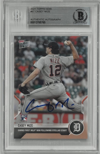 Casey Mize Autographed 2021 Topps Now Rookie Card