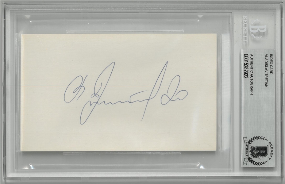 Vladislav Tretiak Autographed 3x5 Index Card