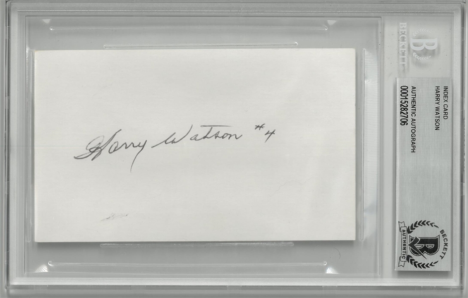 Harry Watson Autographed 3x5 Index Card
