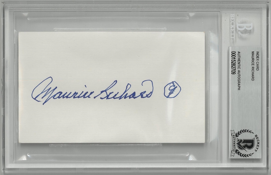 Maurice Richard Autographed 3x5 Index Card