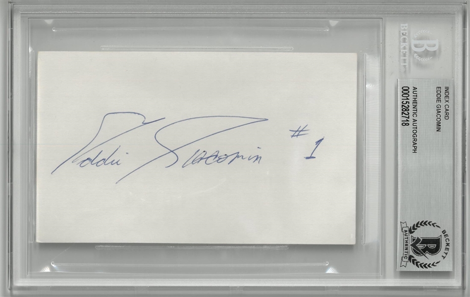 Eddie Giacomin Autographed 3x5 Index Card