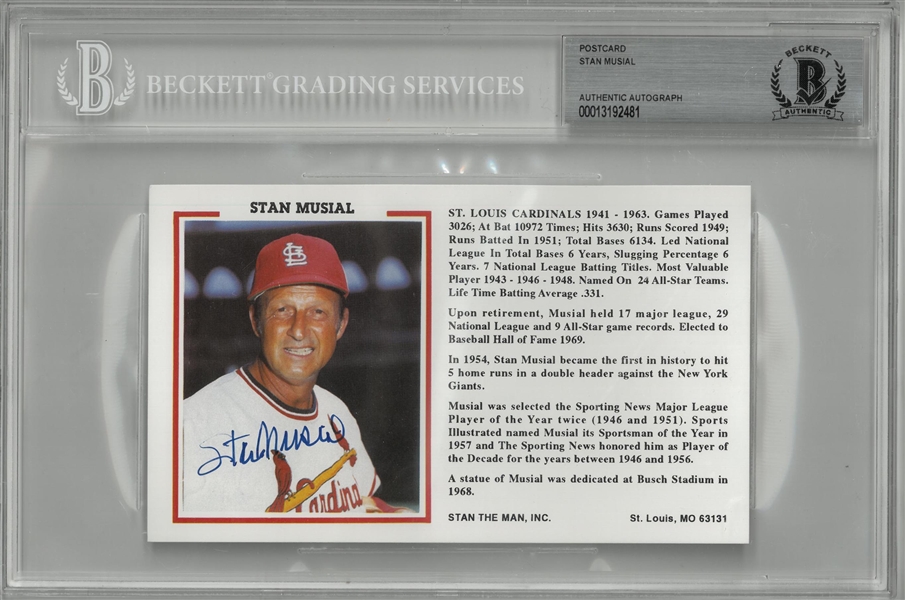 Stan Musial Autographed Postcard