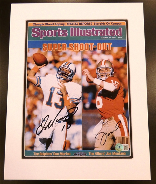 Dan Marino & Joe Montana Autographed Matted 8x10