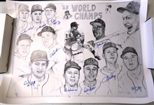 Detroit Tigers Lithograph Autographed by 10