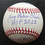 Tony Oliva Autographed Stat Baseball (6 Inscriptions)