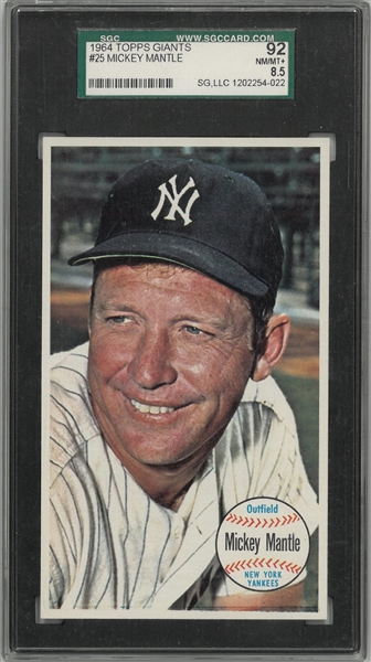 Mickey Mantle SGC 92 1964 Topps Giants