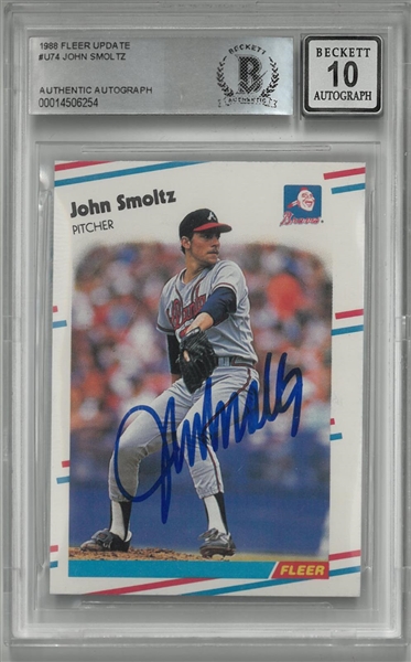 John Smoltz Autographed BAS 10 1988 Fleer Update Rookie Card