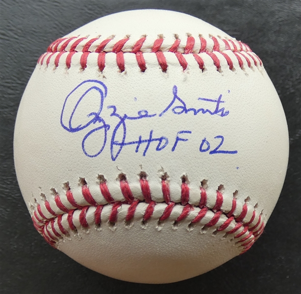 Ozzie Smith Autographed Baseball w HOF