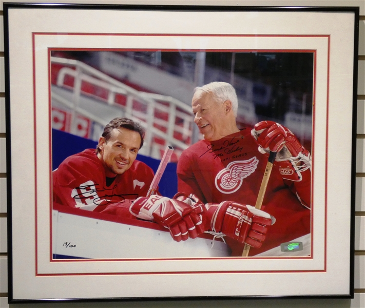 Steve Yzerman & Gordie Howe Autographed 16x20 Framed Photo