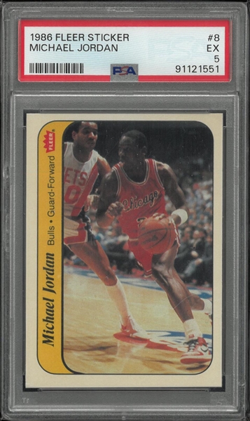 Michael Jordan 1986 Fleer Rookie Sticker PSA 5