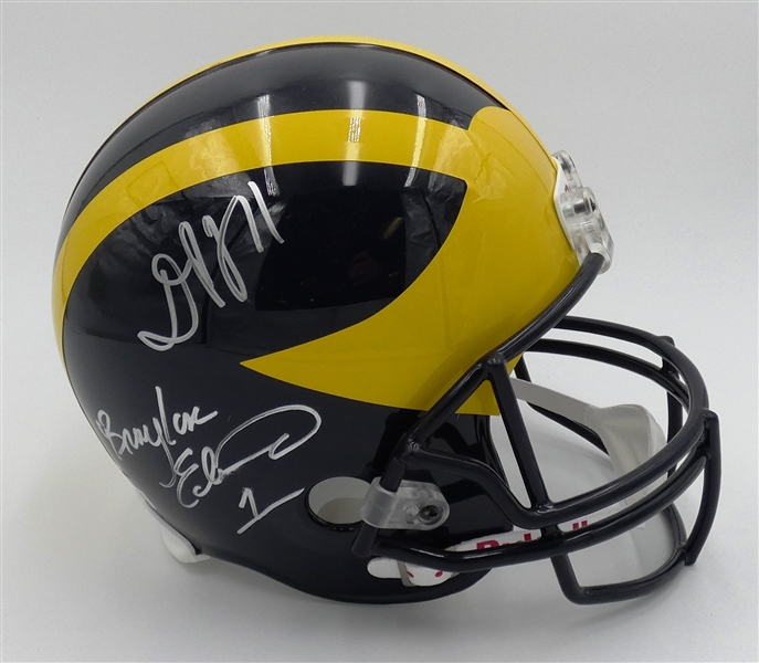 Braylon Edwards & Donovan Peoples-Jones Autographed Michigan Full Size Replica Helmet