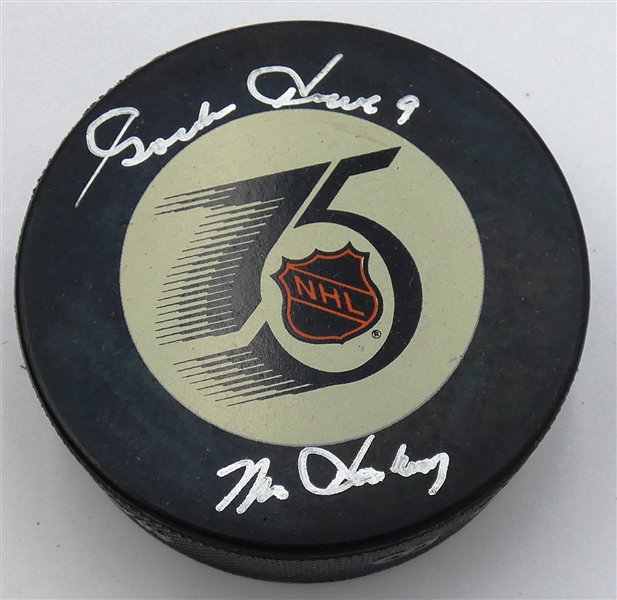 Gordie Howe Autographed NHL 75th Year Puck