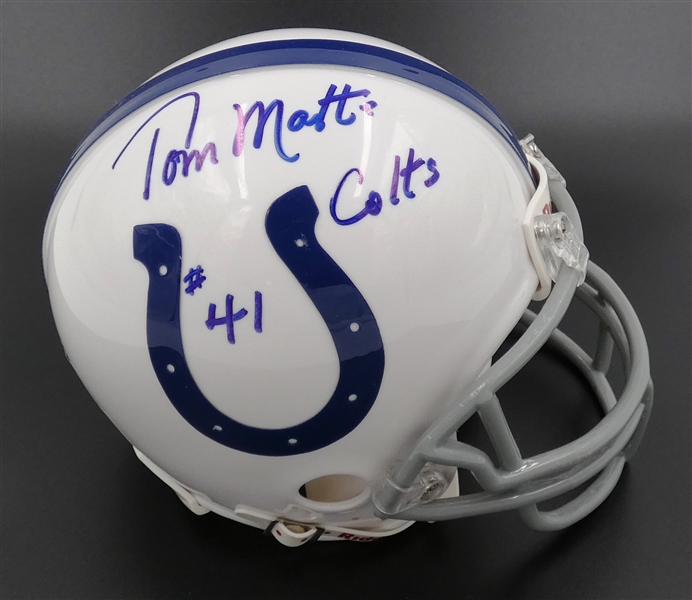 Tom Matte Autographed Colts Mini Helmet