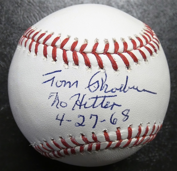 Tom Phoebus Autographed Baseball w/ No Hitter