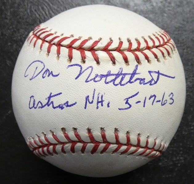 Don Nottebart Autographed Baseball w/ No Hitter