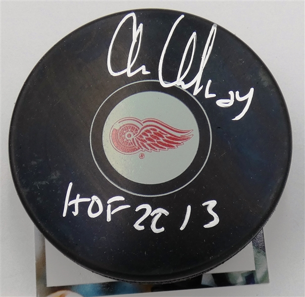 Chris Chelios Autographed Red Wings Puck