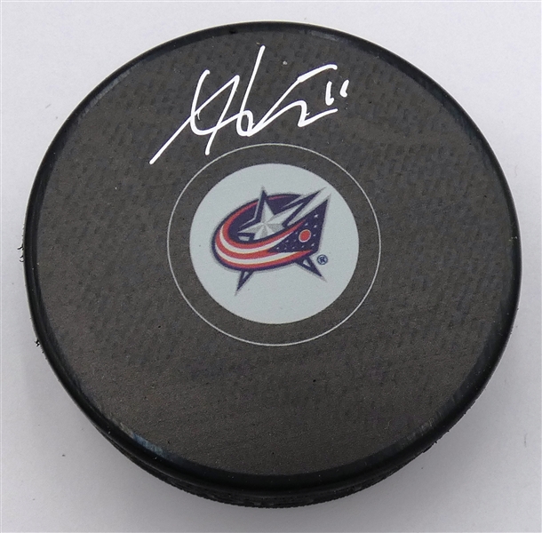 Adam Fantilli Autographed Blue Jackets Puck