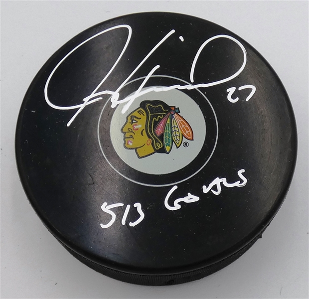 Jeremy Roenick Autographed Blackhawks Puck