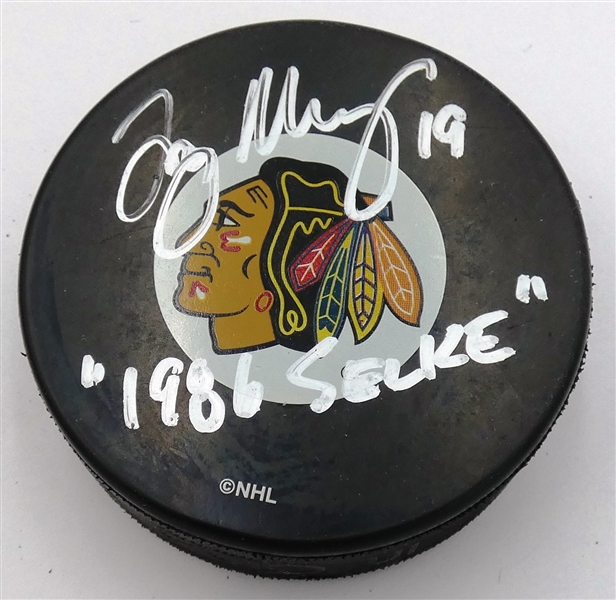 Troy Murray Autographed Blackhawks Puck